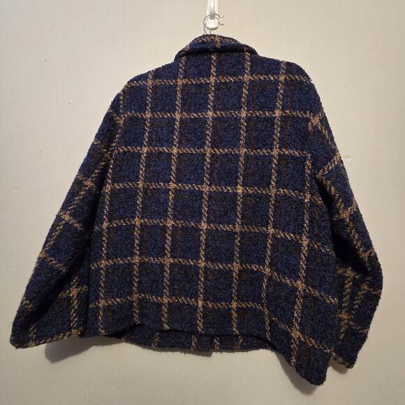 Weave Of The Irish Plaid Wool Jacket Women LG Blue Tweed Preppy Academia Classic - Picture 10 of 14